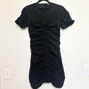 Monartw Cinched Black Ruched Dress Size Medium Bodycon‎ Party Club Nightlife
